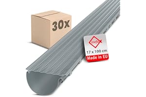 INEFA 30x Laubfangstreifen-Set Dachrinnen Laubschutz 100cm, NW100-150 (Ø100-160mm) Grau Dachrinnenabdeckung Dachrinnenzubehör Made in Germany