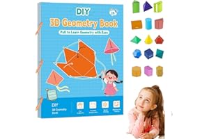 RYFPDML Pull String 3D Geometry Learning Book, DIY Solid Educational Books, Geometry for Beginners with 15 Solids Geometric Models Space Thinking Training Game for Boys Girls
