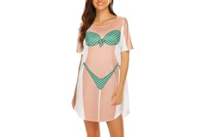 EKOUAER Ekoauer Camisolas y Pareos Mujer Sexy Bikini Cover Up Verano Vestido de Playa Suelto, S-XXL