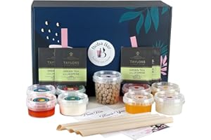 Coral Reef - Kit de té de burbujas mixtas (4 porciones) con 4 - Sabores de té mixtos, 4 - Coberturas de boba y gelatina, té de burbujas de perlas de tapioca | Bolsitas de té Jasmine Green de Boba Bar