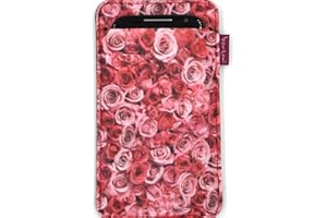 ARCO DESIGN Handytasche bertoni aus Filz und Stoff für Smartphone z.B. iPhone 15/14/14 Pro Max/13/13 Pro/12/11, Galaxy S23/S22+/S21+/S20, Redmi, Pixel 7/6 - Damen Handysocke Bunt (Valentine Roses, Normal)