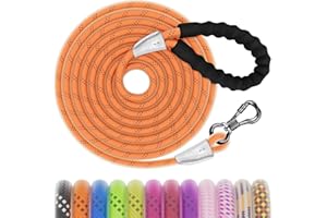 Kdsvakd Training Lead for Dogs, 1.8m/6ft Waterproof Dog Leash with Swivel Lockable Hook and Comfortable Handle, Reflective Recall Short Line for for Small Medium Large Dogs,Orange