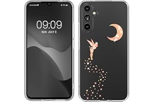 kwmobile Carcasa Compatible con Samsung Galaxy A34 5G - Funda de TPU Hada Brillante en Oro Rosa/Transparente