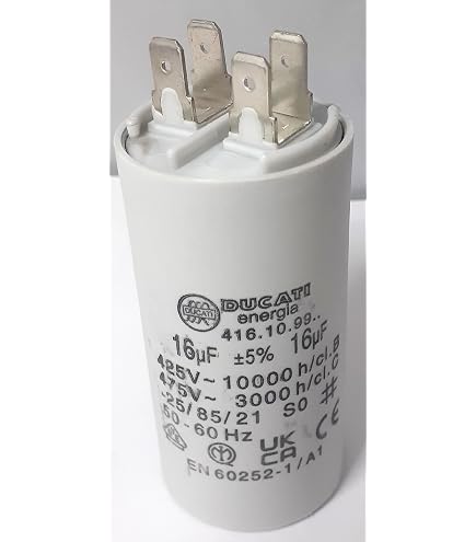 Condensateur CBB60 16uF 450V AC QUARKZMAN - Cylindre Double Insert Pour Moteur Machine à Laver 72x40mm
