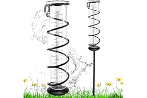 FSWWSF Outdoor Glass Rain Gauge 17cm with Spiral Stake Rainfall Meter for Garden Transparent Rain Water Measurement