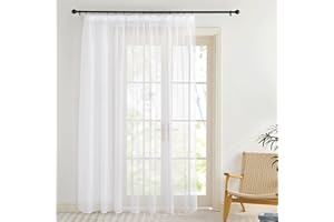 KGORGE Extra Breite Gardinen 300 cm Transparente Gardine mit Kräuselband für Schiene Vorhänge Wohnzimmer Modern 1er Set H 240 x B 300 cm Stores Gardienen Durchsichtig Vorhang Weiß