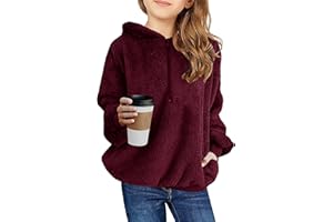 Imily Bela Kids Girl's Fuzzy Hoodies Sherpa Pullover Fleece Hooded Zip Sweatshirt Warm Tops with Pockets