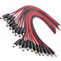 Lot 5 Paires Connecteurs DC 5.5x2.1mm 18AWG 12V 5A - Câbles Alimentation CCTV Caméra