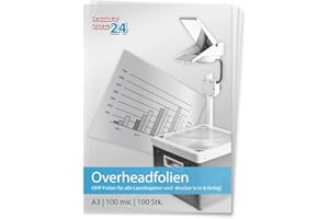 LAMINIERFOLIEN24 XLam Overheadfolien DIN A3 für Laserkopierer- und Drucker - OHP Folien - 100 Stück - PREMIUMQUALITÄT