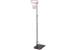 AGOKUD Silver Valley Pro Court Free Standing Height Adjustable Netball Hoop and Post Official Height Portable