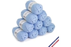 BERGERE DE FRANCE Bergère de France - BARISIENNE, 10 gomitoli di lana per Uncinetto e Maglieria (10 x 50 g) - 100% acrilico - 4 mm - Filo tondo molto morbido - Blu (CLAPOTIS)