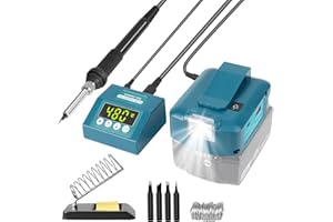 QUPERR Bezprzewodowa stacja lutownicza do akumulatora Makita 18 V - Elektryczny cyfrowy wyświetlacz LCD Lutownica szybko się nagrzewa do majsterkowania, naprawa urządzeń (akumulator nie jest dołączony)