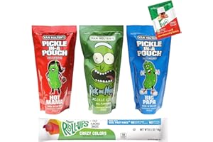 VAN HOLTEN'S PICKLES Van Holtens Pickle In A Pouch Assorted Pack (Pickle Rick, Hot Mama, Big Papa) - 306g with Fruit Roll & Lime Seasoning