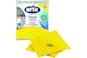 Arix | Sunny, Panno Multiuso in TNT, per Tutte le Superfici, Antibatterico, non Lascia Aloni, Panno Assorbente, per Spolverare, Pulire, Asciugare, 36x38cm - Made in Italy