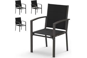 Flamaker Gartenstühle 2er 4er 6er Set Aluminium Outdoor-Stühle Belastbarkeit 140 kg campingstuhl Stark und regenfest gartenmöbel, 4er, Mokka