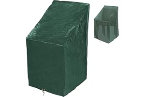 ‎RICHIE RICHIE Garden Chair Cover, Outdoor Patio Chair, Waterproof Storage Cover, Garden Stacking Chair Cover, 65 x 65 x 80/120 cm, UV Protection, Green Polyethylene Furniture Cover