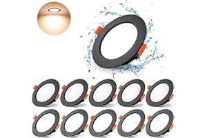 KSIBNW 10 x 9W LED Einbaustrahler Schwarz,Ultra Flach,9W Deckenspots=90W(900LM),Warmweiß 3000K,900LM,AC 230V,Ausschnitt 90-100 mm,IP44,Deckenstrahler Einbauspots für Bad, Küche,Spots led Schwarz
