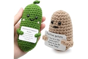 POXIAOER Emotional Support Pickle, 2 Pack Novelty Pocket Hug Gift Small Knitted Positive Pickle Ornament Cute Positive Affirmation Gifts for Kids, Adults, Easter, Christmas ((Pickle & Positive Potato))