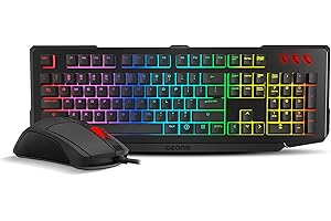 OZONE GAMING GEAR Double Tap - Combo Teclado y ratón, Teclado Semi-mecánico. switches Crost Tech, Ratón Sensor óptico AVAGO A3050-4000 dpi, RGB, Layout español, Negro