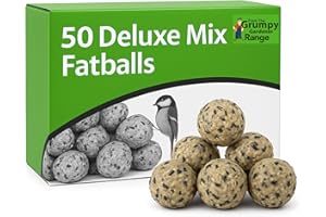 Grumpy Gardener Fat Balls - Deluxe Mix Wild Bird Fat Balls, 50 Suet Balls Enriched with Beef Tallow, Peanuts, Sunflower Seeds and Essential Bird Seed Blend (50 Balls, 4 Kg)