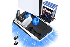 BRHE Soporte PS5 con Ventilador y Estación Carga Mando PS5