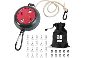 HEATIGO wysuwana linka do suszenia prania, na kemping, przenośna, 10 m, w podróż, urlop, do użytku na zewnątrz, do łazienki, pralni, ogrodu lub na podróż (czerwona)