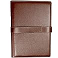 NJ Dak Folder RFID Protected, Leather Binder File, Four Flapper PU Leather Folder, Useful for Keeping Highly Precious documents, Leather Cover with Velcro Belt Closure (Size: 15 X 11 inch) (Brown)