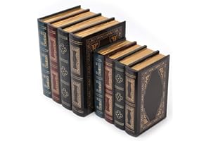 Tebery 2 Pack Decorative Book Boxes Wooden Antique Book Decorations Vintage Book Storage Box