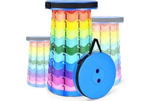 HIGSPE Sgabello Pieghevole Portatile, Aggiornato Sedia Portatile Regolabile in Altezza 6,5~45 cm, Sedie da Campeggio Telescopico per Esterni, Pesca, Barbecue, Viaggi, Giardino