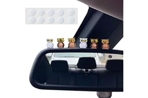 ETHLOMOER 6 PCS Colorful Luminous Soot Sprites Car Decor Set,Rearview Mirror and Dashboard Accessories for Cute Anime Theme Interior Decor, Cute Anime Decor for Car Rearview Mirror. (Mini Owl)
