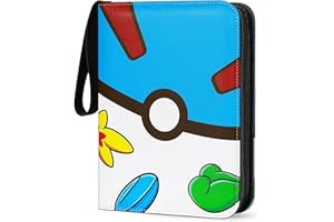 GECO Kolekcjonerski album na karty Pokemon - zapinany na zamek kolekcjonerski album na karty - segregator z 4 kieszeniami - 55 stron na 440 kart - niebieski