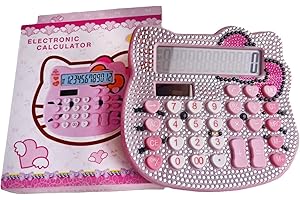 ROTTIER CALCULADORA Infantil Rosa y Graciosa con Forma de Gato para niños y niñas. Calculadora básica con Teclas Grandes .Calculadora Modo Solar/batería para casa, Colegio, Oficina.Kawaii Chicas.