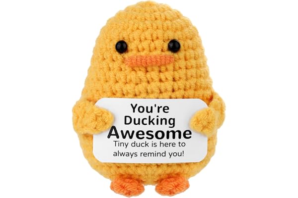Mini Positiv Virkad Anka, You Are Ducking Awesome Virkad Anka med Positivt Budskap Stickad Anka Positivt Djur för Festdekorat