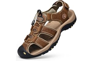 Unitysow Męskie Skórzane Sandały lato Plażowe Sandały Sandały Trekkingowe do Wędrówek do Uprawiania Sportu Aktywności na Swieżym Powietrzu