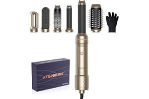 ATOPSKINS 1000W Sèche Cheveux Set, 6 en 1 Set Air Styler Brosse Soufflante, Air Fer À Boucler, Brosse Chauffante,Brosse Soufflante,Brosse Lissante Cheveux, Sécher, Boucler les Cheveux, Cadeau Femme