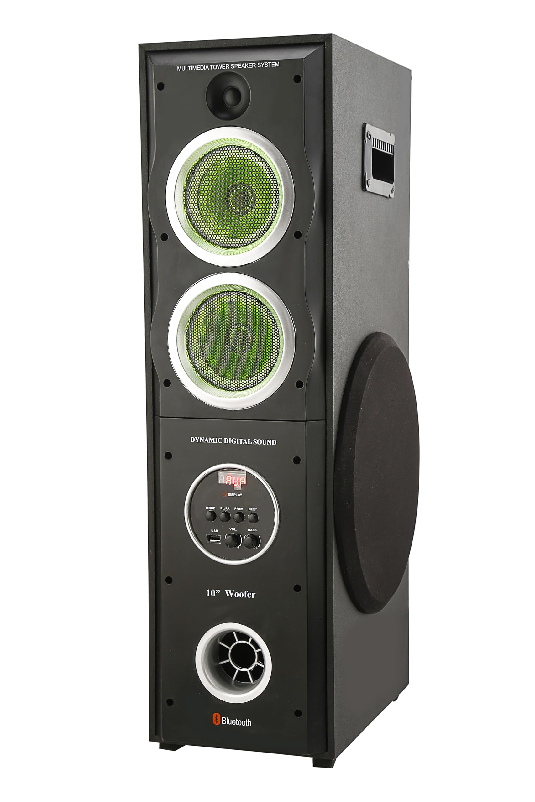 TECHXEWOO TS7777 Home Theater Party Speaker with 10" WOOFER and Dual MID Range Speakers, Bluetooth, USB, Digital FM,TWS, INBUILT Karaoke and Wide CONNECTIVITY Options VIA AUX in.