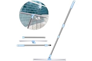 Wiseten Ściągaczka Wodna do Podłóg, Ściągaczka do Podłogi z Bardzo Wytrzymałą Gumową Krawędzią 50 cm, Teleskopowy Uchwyt 130 cm Ściągaczka do Okien do Drewna, Szkła, Betonu, Płytek Prysznicowych