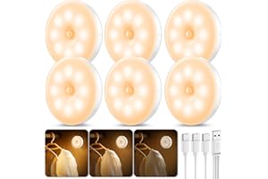 Daphomeu Dimmable - Luz nocturna con sensor de movimiento USB recargable, lámpara de sensor de movimiento interior, luz cálida para pasillo de cocina, escalera, habitación infantil, armario (6)