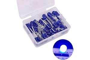 KA WAH CORE 10mm Diodes Électroluminescentes LED, Bleu Ronde Diffuse Lumieres à Diodes, 3V Bi-pin Diode Ampoule LED, Haute Luminosité Lampe Diode à Souder (40 Pièces)