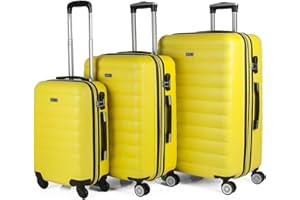 ITACA - Maletas de Viaje Juego Maletas 4 Ruedas - Juego de Maletas de Viaje - Juego Maletas de Viaje Ligeras. Candado de combinacion 71200, Amarillo