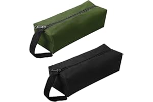 KALIONE 2Pcs Multipurpose Zipper Small Tool Bag, Canvas Tool Bags Small Tool Pouch Tote Bags Tool Organizer Storage Bag for Screwdriver Tool(Black&Green)