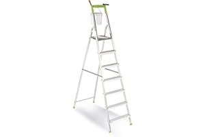 Casabriko 11037 Scala Domestica in Alluminio a 7 Gradini, Verde, Altezza da terra del piano 150 cm