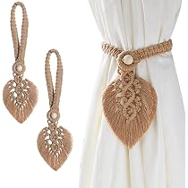 Embrasses De Rideaux Boho Frangées - Lot De 2 - Style Triangulaire Naturel - Installation Sans Outils