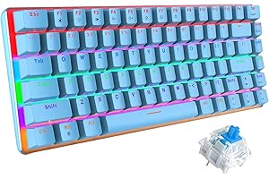 UrChoiceLtd - Tastiera meccanica da gioco con cavo USB con retroilluminazione arcobaleno, interruttore blu/blu