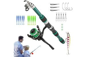 Acunny Kids Fishing Rod and Reel Combination, Kids Fishing Rod - Horse Mouth 1.8 m Telescopic Fishing Idle | Kids Fishing Equipment, Small Dock Equipment Kit, Youth Fish Set, Attack on Starter