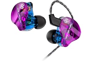 keephifi CCZ DC01 Pro Auriculares in Ear con Cable, 1DD Bass HiFi IEM Afinación en Forma de V, Auriculares in Ear Monitor, OFC Cable Desmontables de 2 Pines-Z in Ears (Morado,Sin micrófono)
