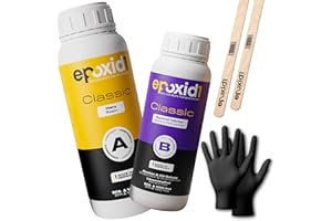 epoxid1® Resina epossidica con indurente, 3 kg, resina per colata classica, 0,1-1 cm, trasparente e senza bolle, ideale per fai da te e colata di resina epossidica, set di resina sintetica per