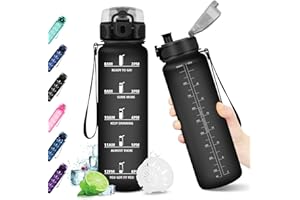 KollyKolla Borraccia Motivazionale 500ml/1L/1.5L, Borraccia Sportiva con Indicazione del Tempo, Bottiglia acqua Senza BPA, a Prova di Perdite, Borracce per Bambini, Adulto, Palestra, Lavoro, Scuola