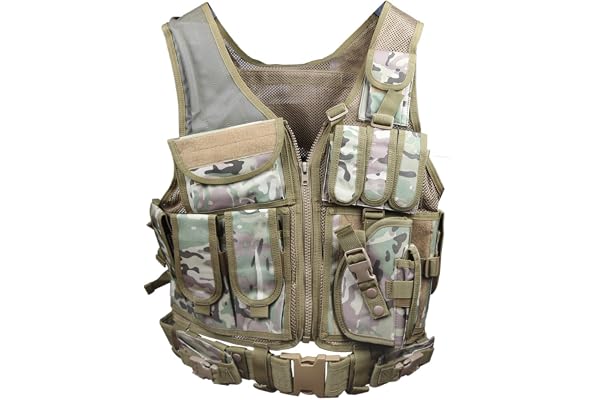 Goetland 600D Polyester Gilet Tactique Militaire Ultra-léger Gilet de Combat Veste Extérieure pour Airsoft Jeu CS Cosplay Réglable S-XXL