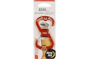 Nite Ize Ahhh aluminiowy podwójny otwieracz do butelek, podwójny karabińczyk S-Biner z dwustronnymi otwieraczami do butelek, pomarańczowy